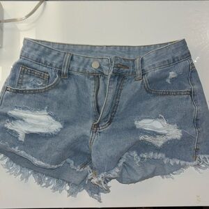 light wash jean shorts
